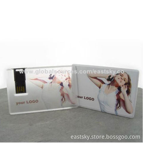 Translucent Credit Card-shaped USB, Compatible with PC, Notebook or Tablets, with USB 2.0 Interface